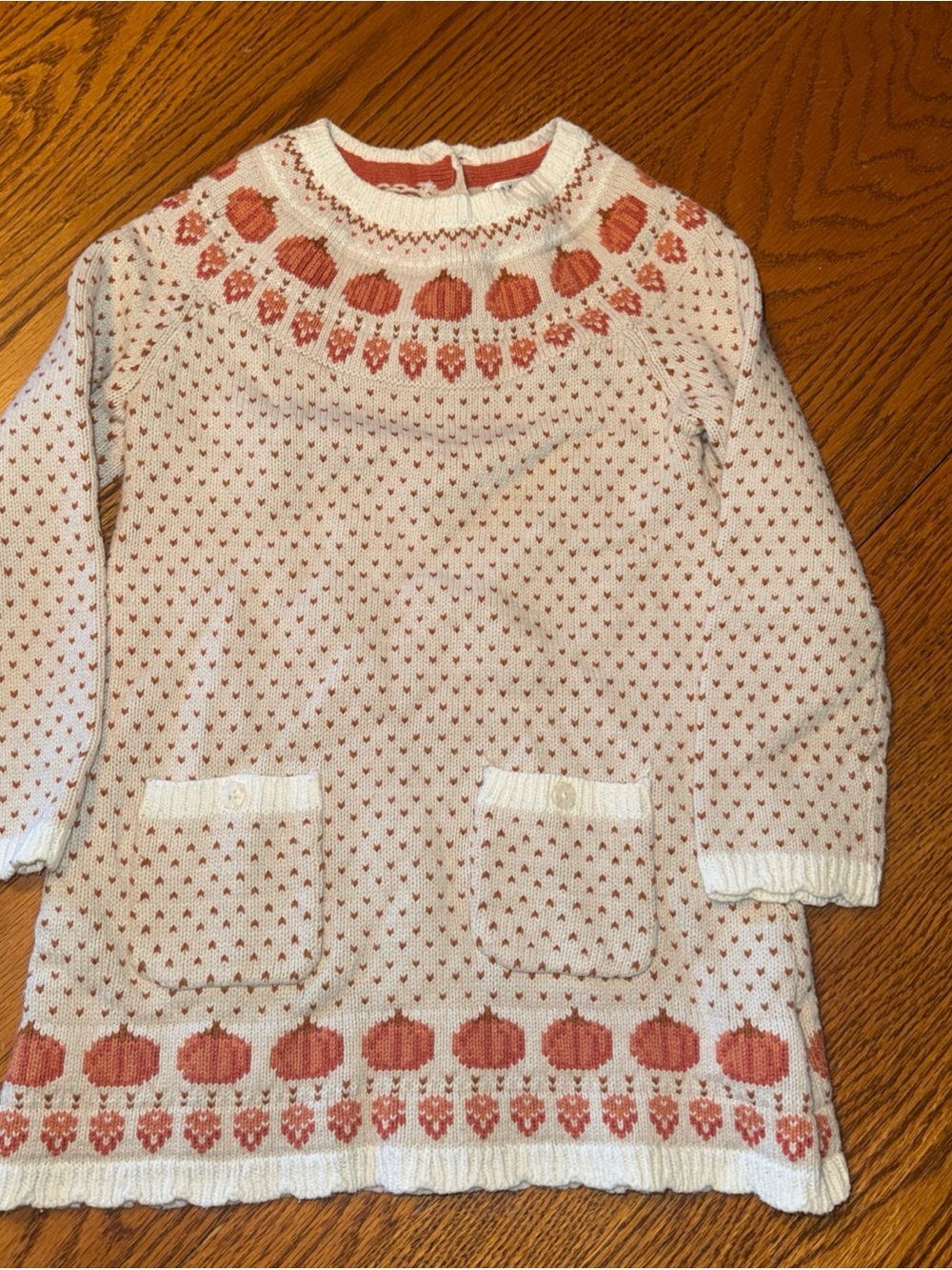 Max Studio Cream & Coral Knit Sweater Dress